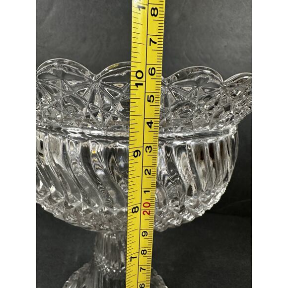 EAPG Pittsburg Windsor Pressed Glass Compote Early American Jersey Swirl Pattern - Picture 4 of 6